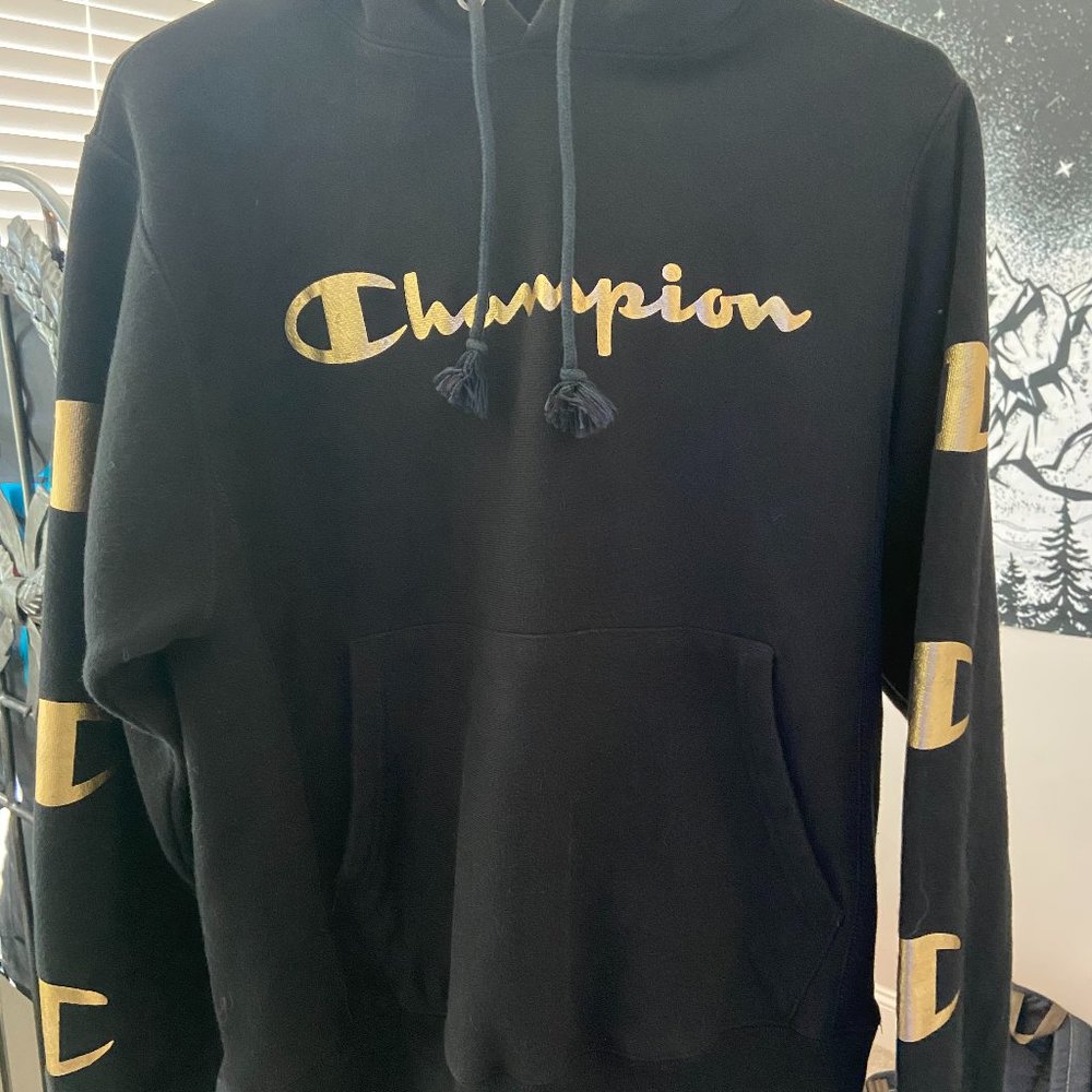 Champion Gold Spellout Hoodie